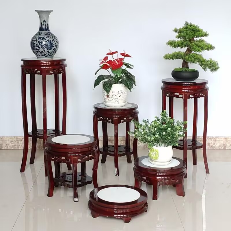 Bonsai Garden Display Stands - خشب الأبنوس طاولة مستديرة الحرف الدائمة
